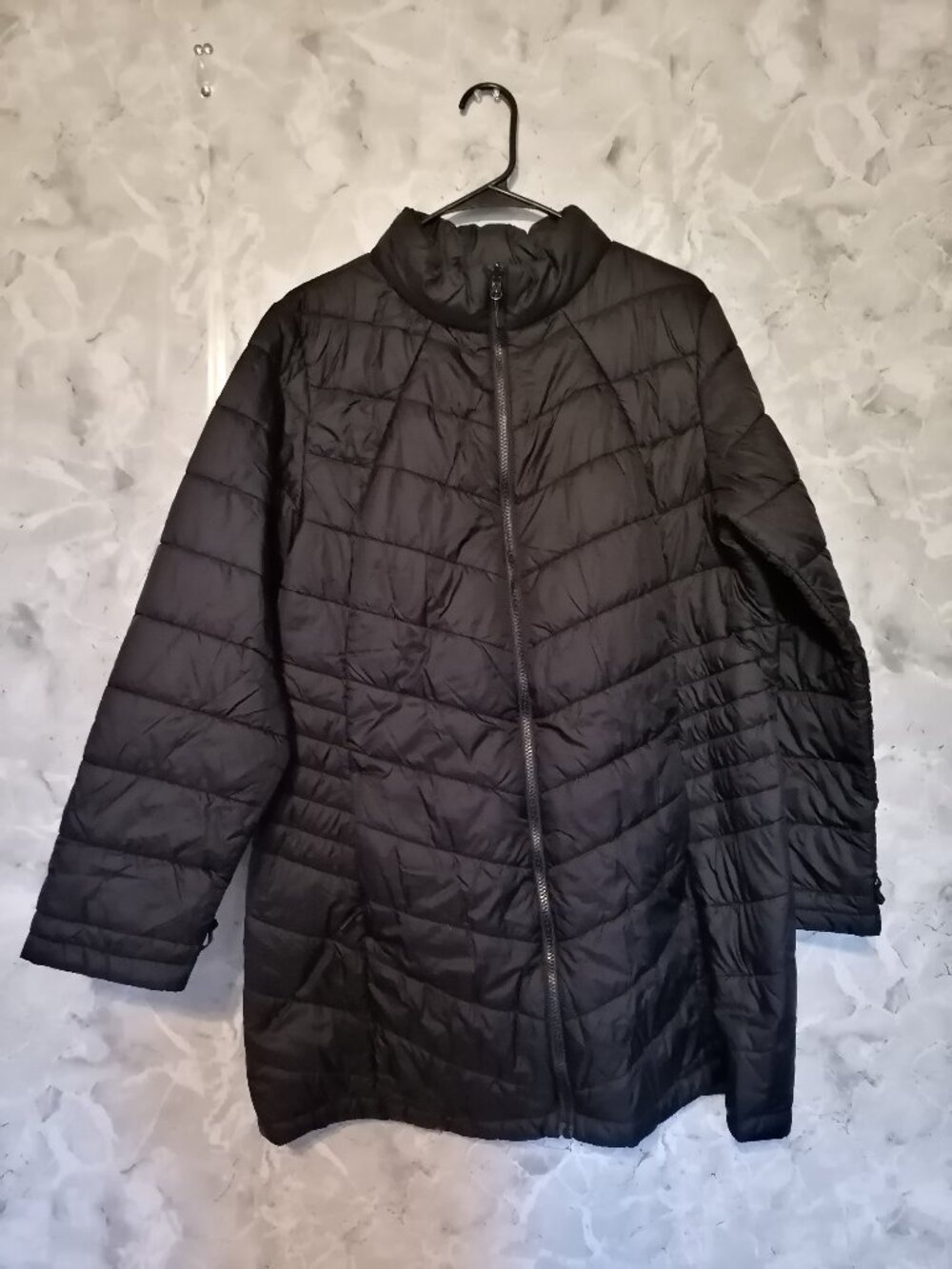 Design Collective Coat Womens XL Black Puffer Mid Length Quilted Zip Warm